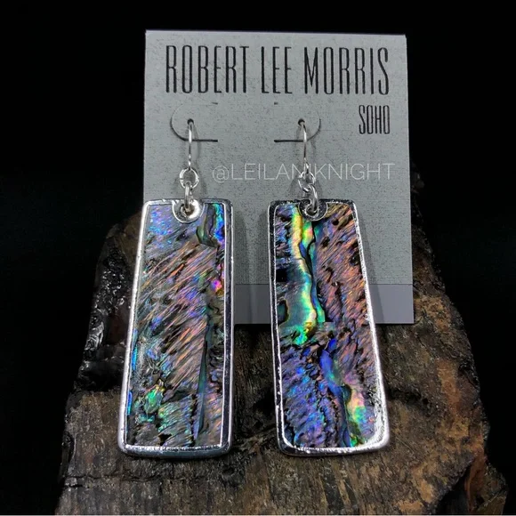 Robert Lee Morris SOHO Genuine Abalone Long Dangle Earrings - Picture 5 of 9